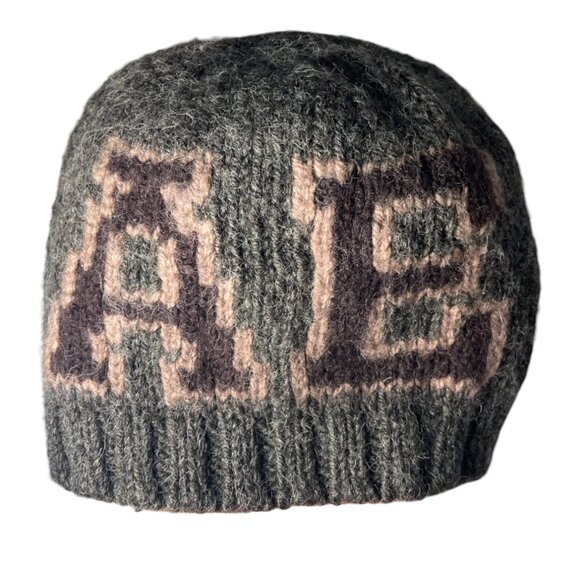 American‎ Eagle Youth Beanie Cap 80% Wool One Size Gray AE Initials - Picture 1 of 8